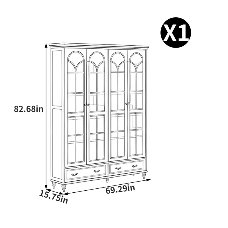 Bibliothèque de style américain avec portes en verre