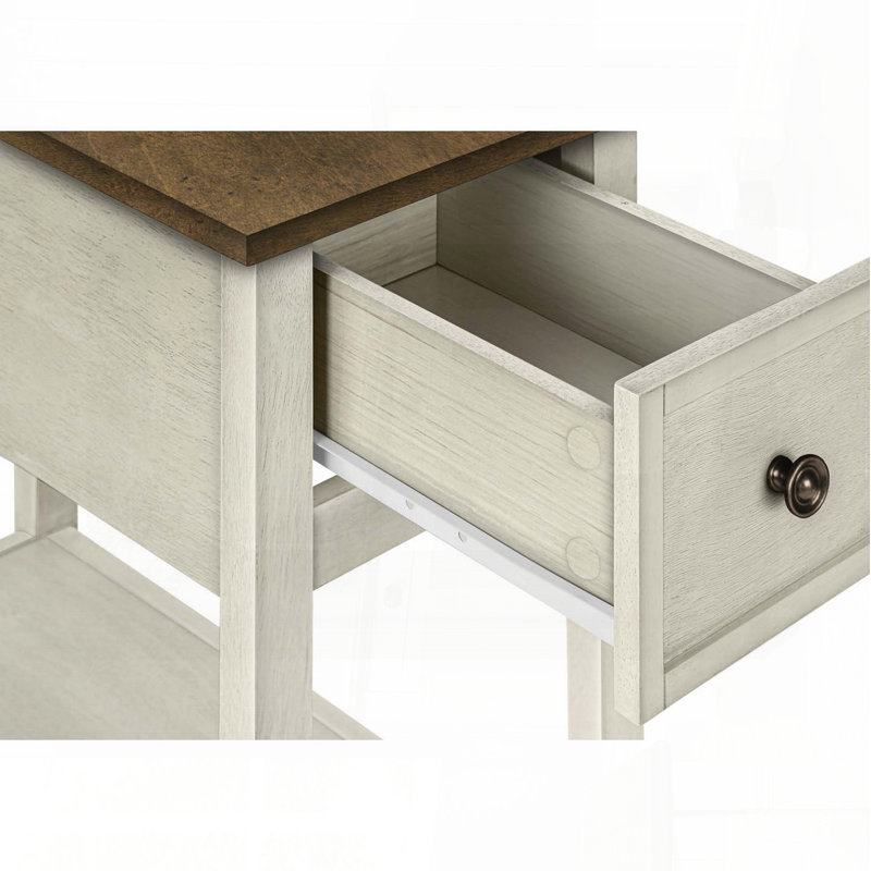 Table d'appoint étroite à deux niveaux avec tiroir et tablette
