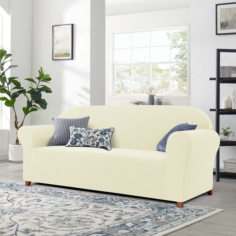 Housse de canapé 1 pièce en jacquard extensible, housse de canapé en spandex de polyester, protecteur de mobilier de salon à ajustement universel