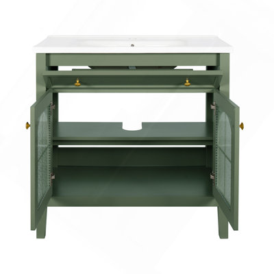 Armoire de salle de bain 35,6 ", seulement armoire, vert