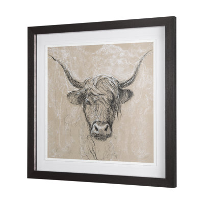 Croquis d'un animal II (caribou), reproduction d'art encadrée à la main avec passe-partout