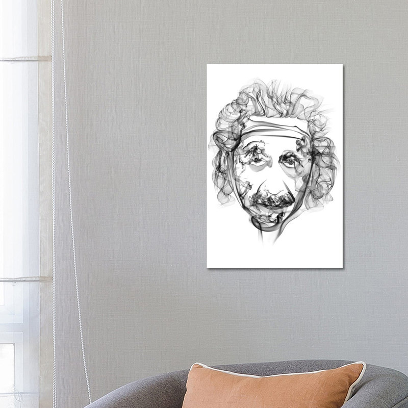 « Albert Einstein » par octave Mielu, reproduction d’art, Pas de tapis, Toile tendue, H 26 po x l 18 po x 1,5 po