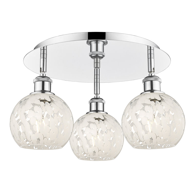 Benten Glass Semi Flush Mount, Polished Chrome