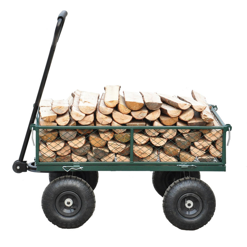 Les chariots de jardin Wagon Cart facilitent le transport du bois de chauffage (vert)