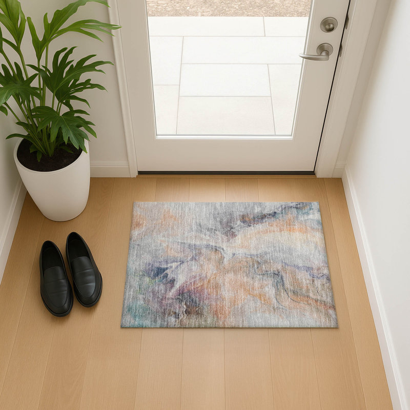 Premium Machine Washable Slesnick AMF1679 Abstract Rug, Rectangle 1'8" x 2'6"