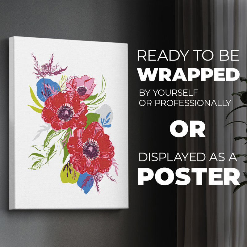 Brilliant Poppies II - Impression sur toile seulement - NON CADRE, H 60 po x l 40 po