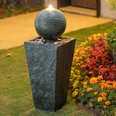 Harriman Weather Resistant Column Fountain with Lights