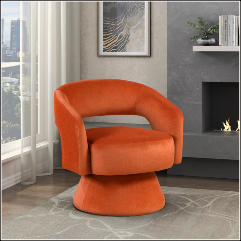 Fauteuil d'appoint pivotant de luxe moderne en velours de bois massif 1pc, Vert