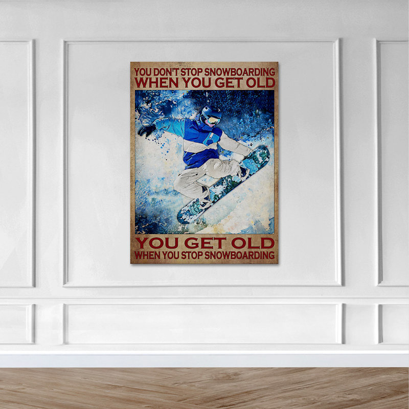 «Boy Snowboarding On Snow - You Don’T Stop Snowboarding…», reproduction d'art graphique sur toile tendue 1 pièce
