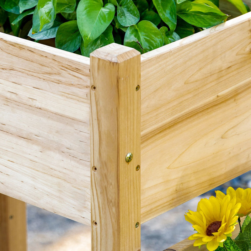 Support de jardin surélevé avec 3 boîtes à fleurs - Lit surélevé en bois pour légumes, herbes, plantes