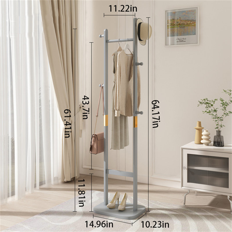 Simpliwood Solid Wood Clothes Stand, Gray