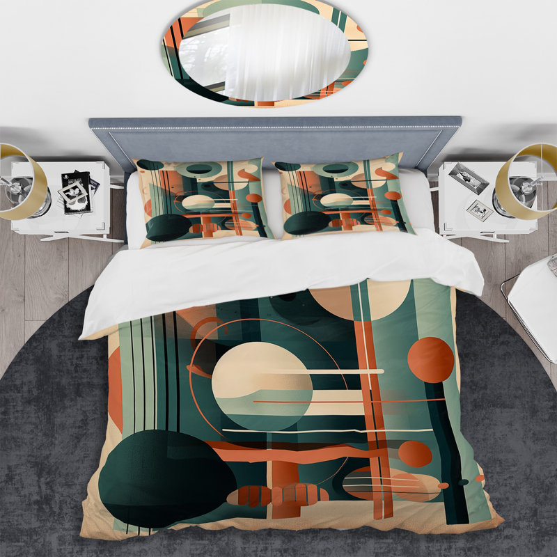 Ensemble de housse de couette orange et vert Mid Century Momentum IV Bedding