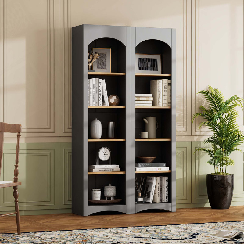 Free Standing 5 Tier Bookshelves, Bookcases, Gray