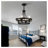 Industrial Black Wagon Wheel Chandelier - 4-Light Plug-In Pendant Light with Adjustable Chain for Bedroom, Dining Room & Gazebo