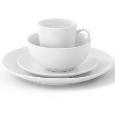 HomeStyle Entertaining Signature 16 Piece Round Stoneware Dinnerware Set in White