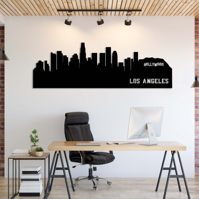 «Chicago Skyline», art mural en métal - décor de paysage urbain - Silhouette de l'architecture urbaine de Chicago - Tenture murale industrielle moderne - œuvre de Landmark Travel City - décoration de salon de bureau à domicile - pièce d'art remarq