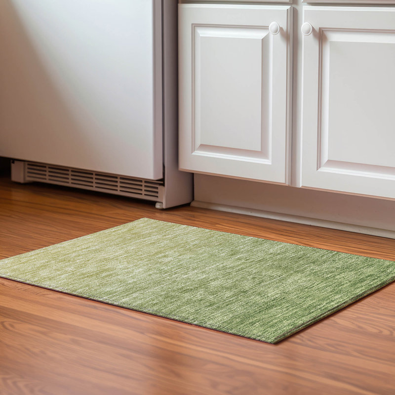 Tapis vert Prisco lavable à la machine de qualité supérieure, Rectangle 1 pi 8 po x 2 pi 6 po