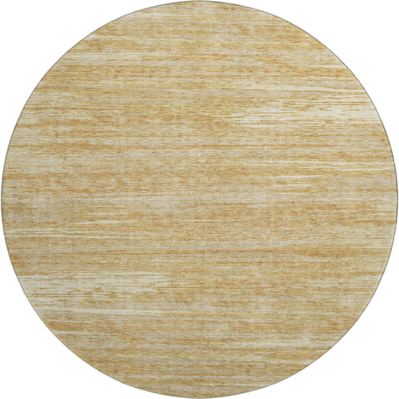 Premium Machine Washable Prisco Gold Rug, Round 8'