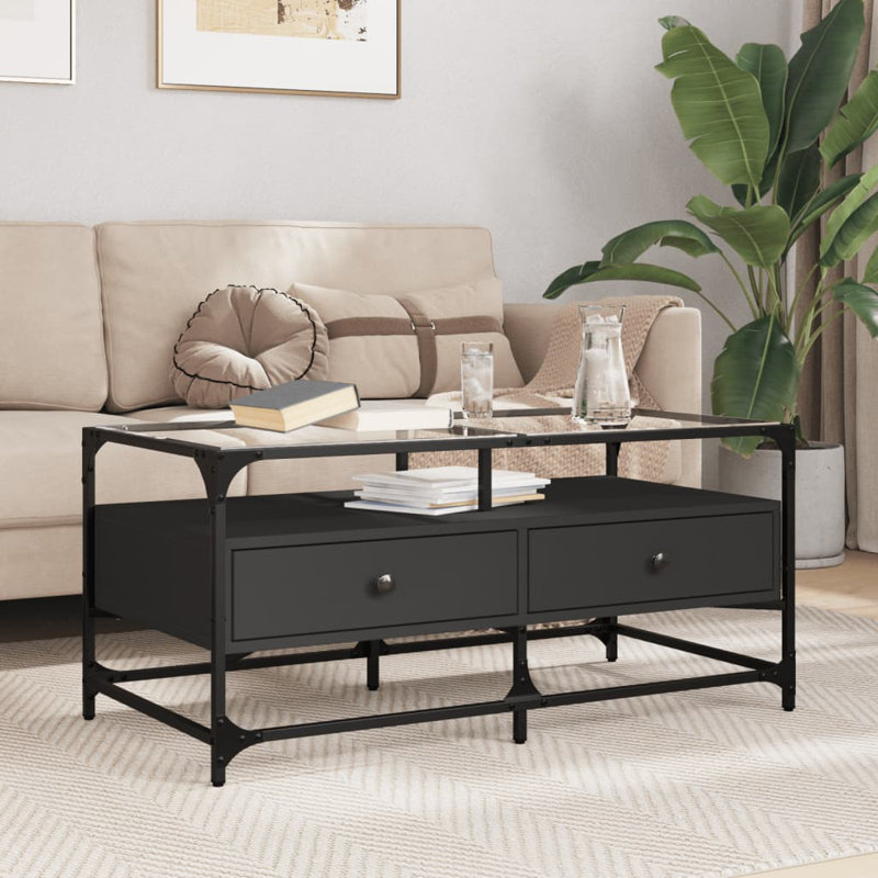 Alarnah Coffee Table with Storage, Black
