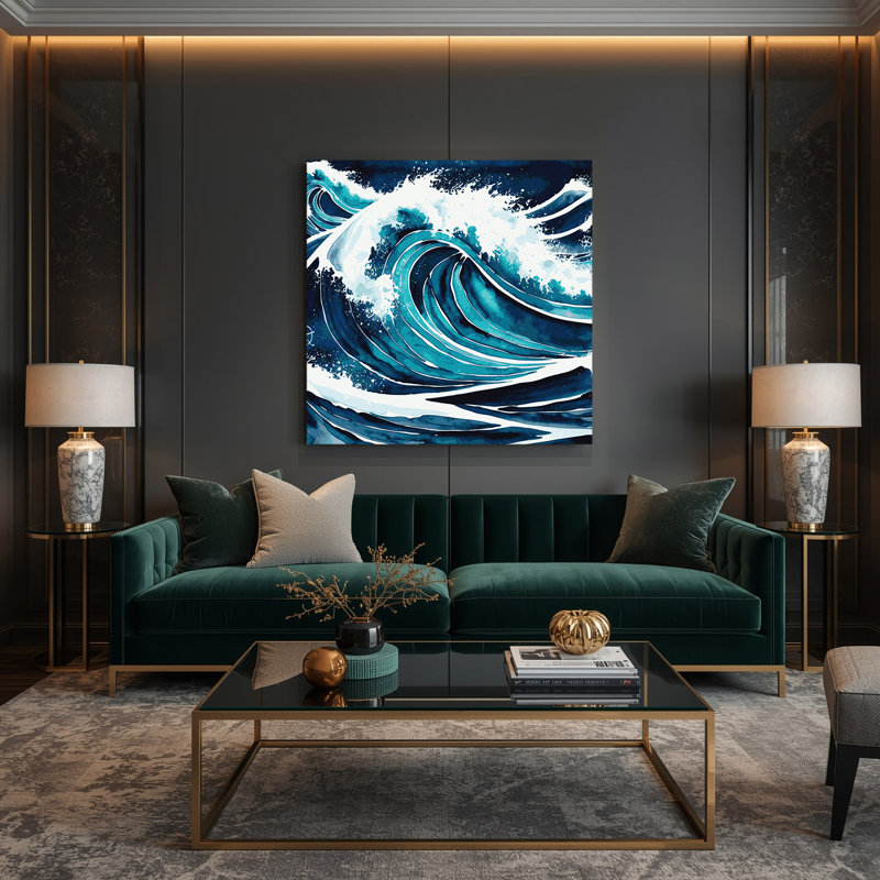 Art mural sur toile, "Nautical Waves", H 12 po x l 12 po