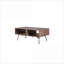 Table basse pliable en bois récupéré avec pieds en métal et rangement ouvert pour le salon