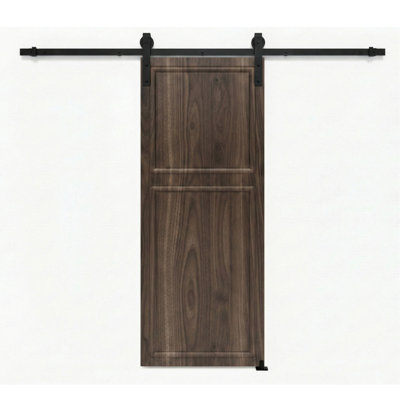 38 Series 36In.X96 In. 3/4 Inch Thickness 2-Panel Walnut Color Finished Mdf Sliding Door With Barn Door Hardware.