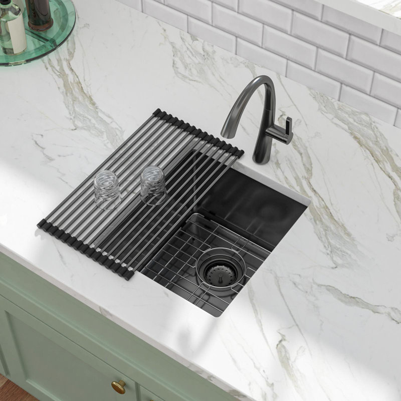 15" L x 17" W Undermount Bar Sink Gunmetal Black Bar Prep Sink 16 Gauge Stainless Steel Kitchen Sink