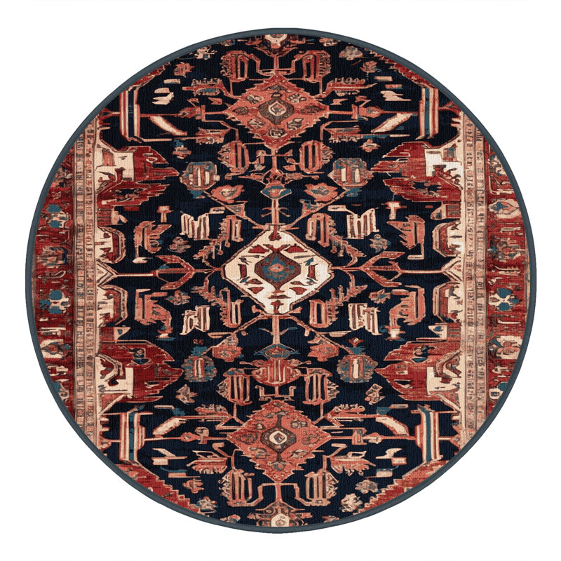 Tapis brun lavable à la machine, Rond 4 pi