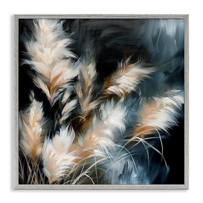  Feathery Windblown Wheat Framed Giclee Art by Raymond Powers, 24" H x 24" W, Farmhouse Gray Framed Giclee