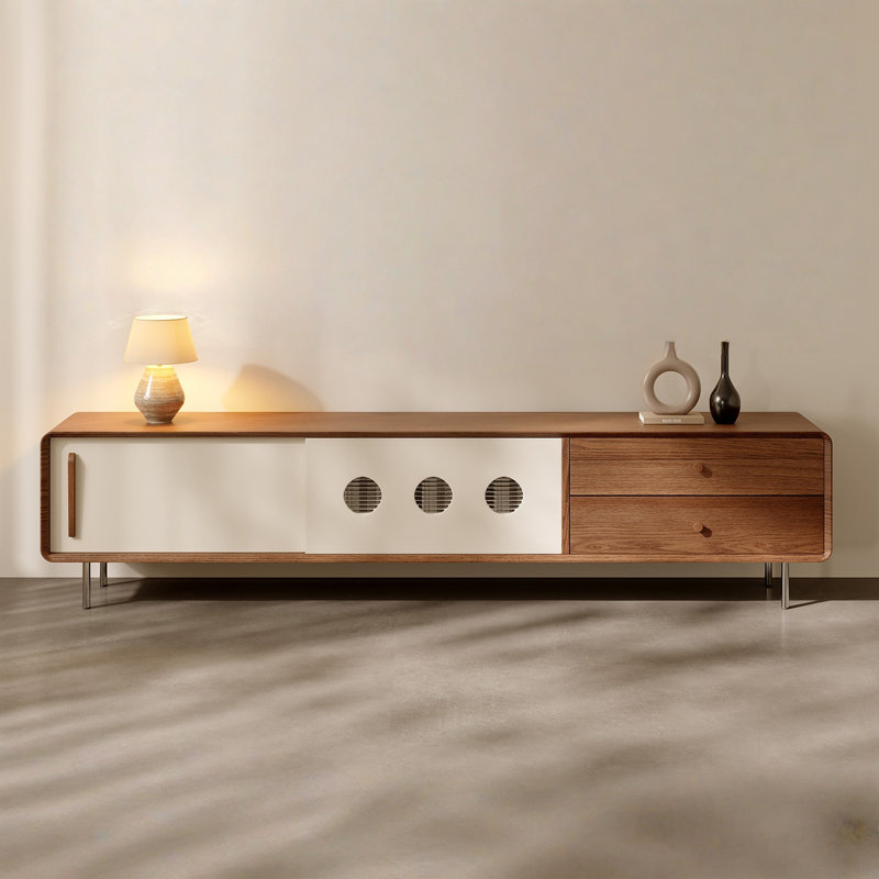 Meuble télé créatif et simple, Brun noisette / blanc cassé