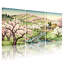 «Cherry Blossom Spring Landscape with Stream and House», ensemble de 3 impressions sur toile-1049343758