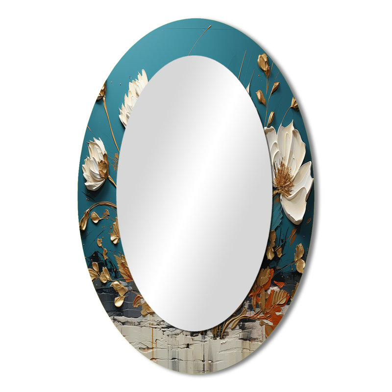 Miroir mural bleu et doré, 36 po x 24 po