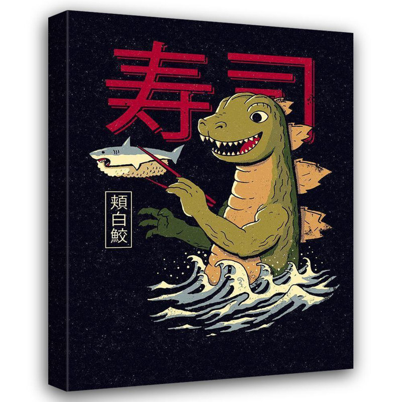 Art sur toile tendue par Trinx Buxton, Michael, monstre sushi, H 47 po x l 36 po