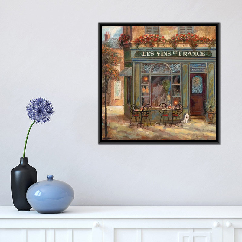 « wine shop », reproduction d’art sur toile, H 18 po x l 18 po x P 1,5 po, Toile avec cadre noir, Blanc