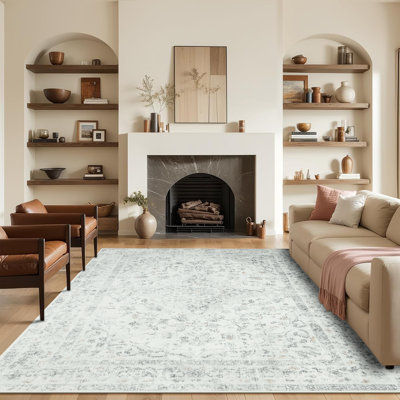 Large Oriental Floral Living Room Rug Washable Bedroom Rug Non-Slip Colorful Vintage Accent Floor Carpet For Home Decor