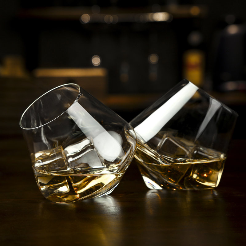 35oz Clear Tilted Crystal Whiskey Glass Set of 4