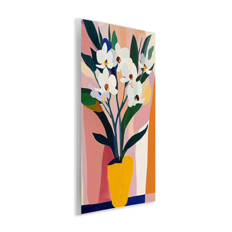 Plaque murale vase jaune avec de grandes fleurs, design by Creative Studio, H 15 po x l 10 po
