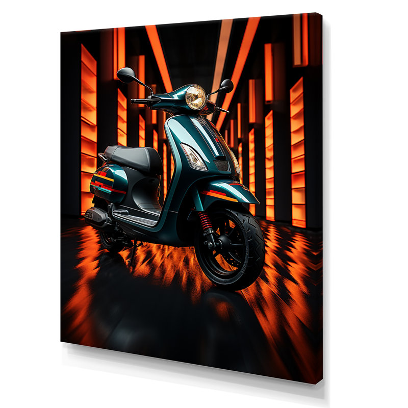 Scooter Serenity Neon Lights sur impression sur toile, Toile tendue, H 40 po x l 30 po x P 1,5 po