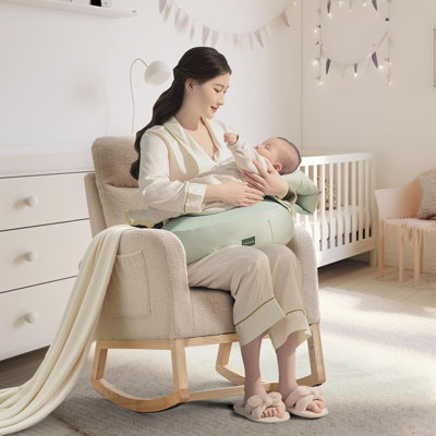 Nursery Rocking Chair With Foot Rest For Mom Nursery, Rocker Glider Chair With High Backrest