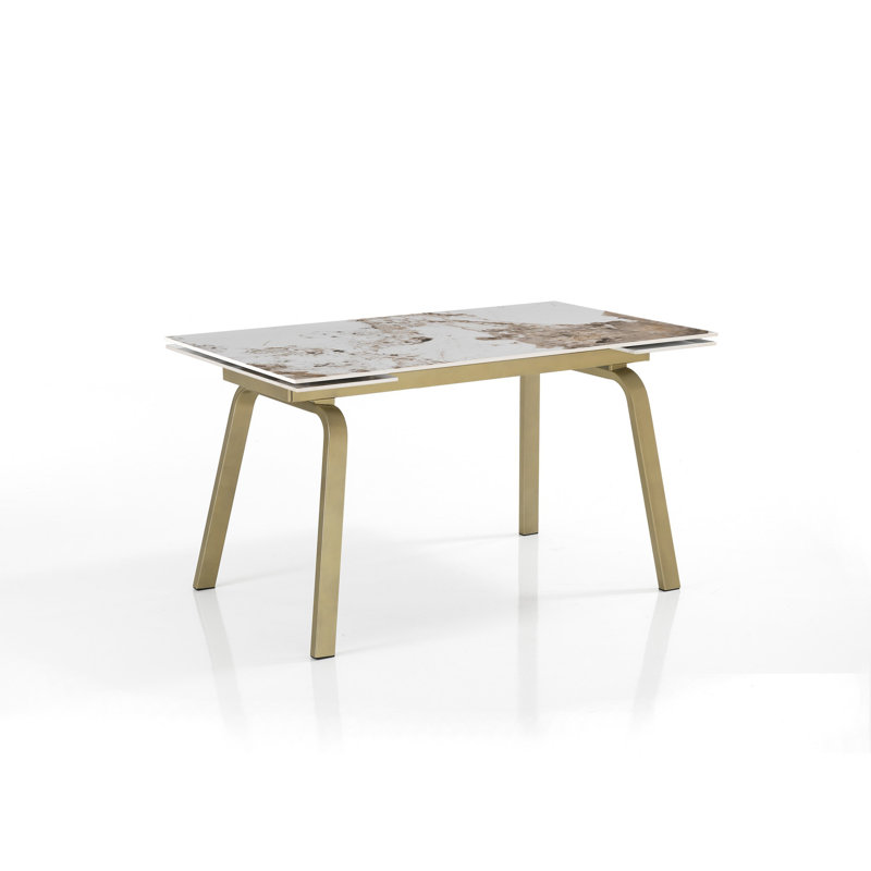 Dantay Extendable Metal Base Dining Table, Gold