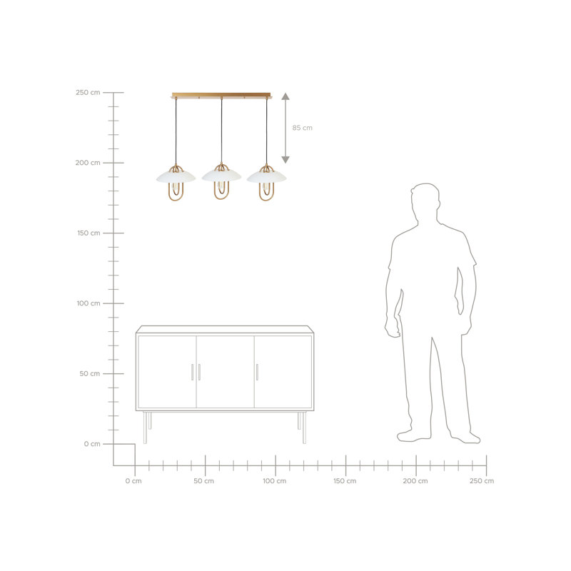 Nattai 3 - Light Kitchen Island Pendant