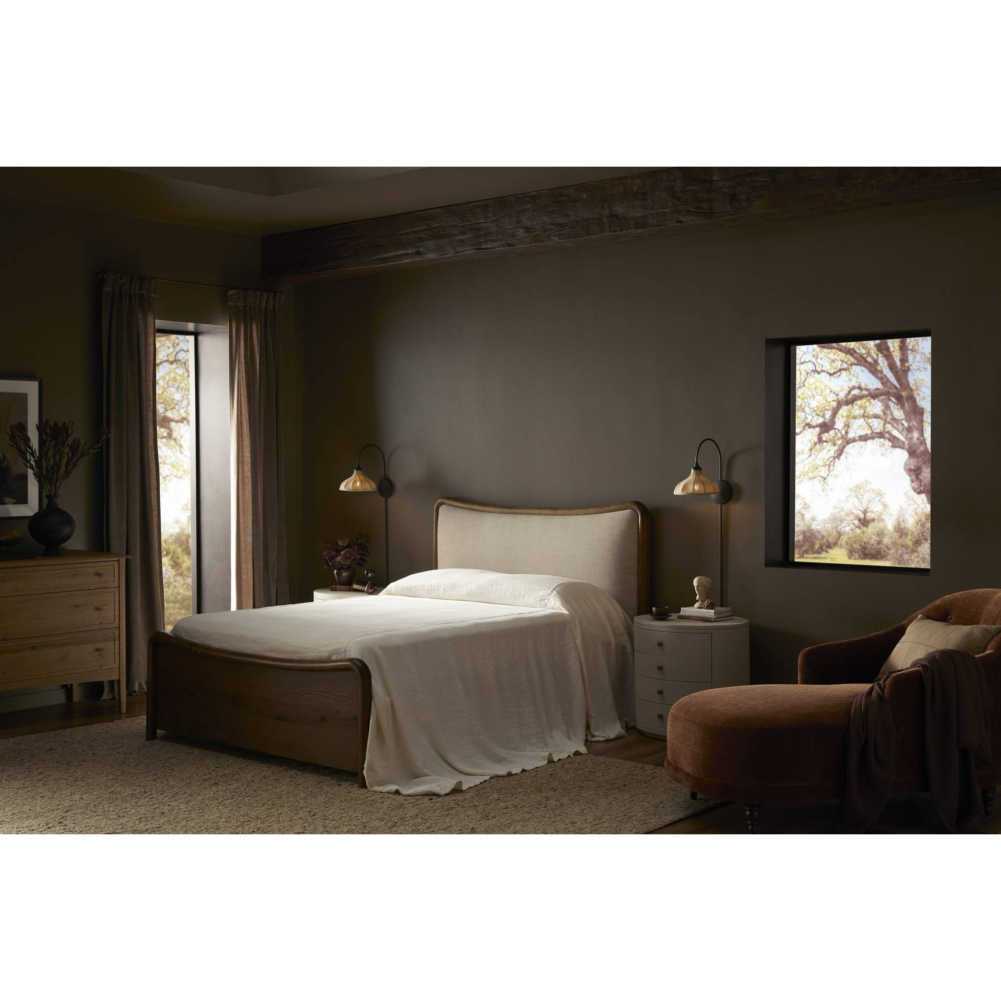 Upholstered Chaise Lounge, Altair Sienna Polyester