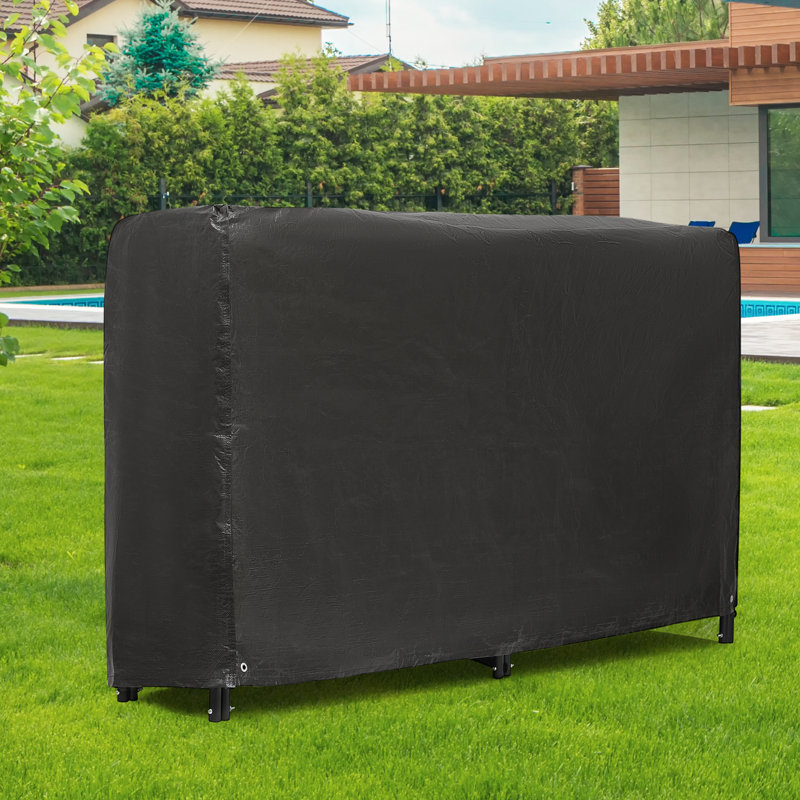 Black 7 ft Steel Firewood Rack with Waterproof Cover