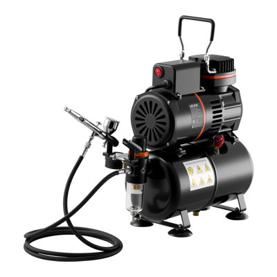 Ensemble d'aérographe, 1/6 HP, ensemble d'aérographe avec compresseur d'air et réservoir, 1 aérographe professionnel à double action avec 1 embout, tuyau, peinture acrylique, 2 ventilateurs, pour la décoration de gâteaux, la peinture modèle, l'art d'ongle