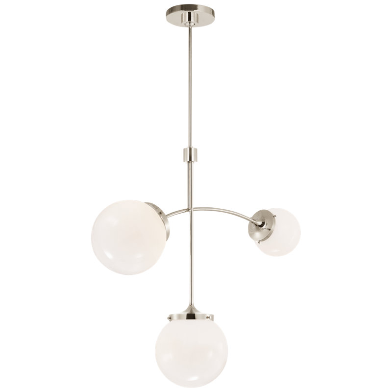 Prescott 3 - Light Chandelier, White, Polished Nickel