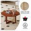 Table basse ronde en bois massif avec incrustation de rotin - Table de salon Mid-Century
