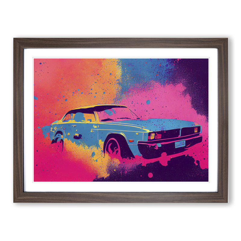 Retro Car Splash Vol.1 - Single Picture Frame Painting, 34cm H x 46cm W x 2cm D, Walnut Framed