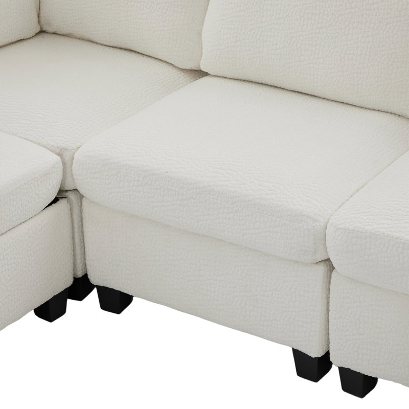 Canapé modulaire convertible 6 places - Canapé surdimensionné en forme de U avec méridienne et repose-pieds avec rangement