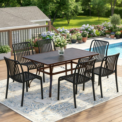 Chaise de salle à manger d'extérieur empilable, chaise d'appoint de patio en plastique sans accoudoirs toutes saisons sans assemblage pour le jardin, la cour arrière et le balcon
