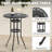 Cast Aluminum Patio Bar Table With Vintage Hollow Tabletop, Umbrella Hole